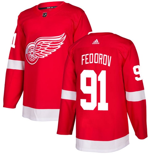 Adidas Men Detroit Red Wings 91 Sergei Fedorov Red Home Authentic Stitched NHL Jersey